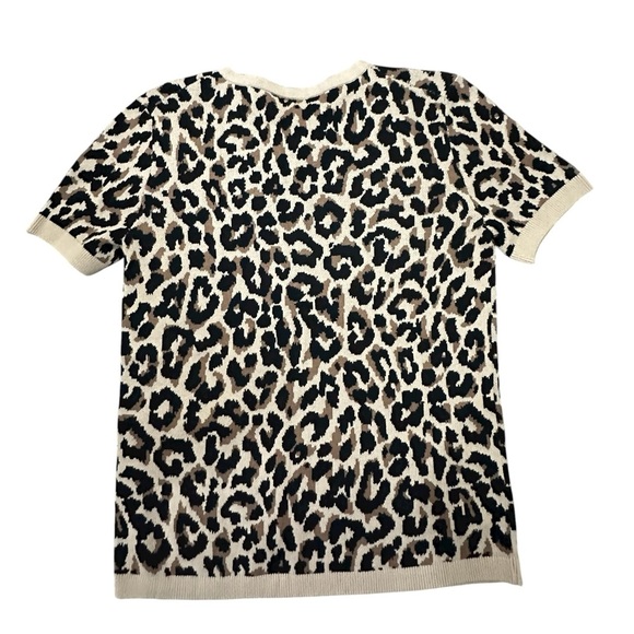 NWT J CREW Leopard Animal Print Short Sleeve T Shirt Sweater Size XS A292 - Picture 2 of 6